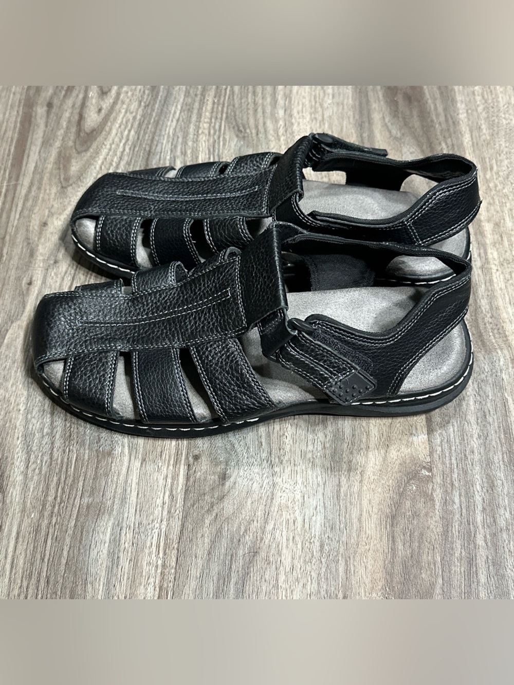 Dr. Scholl's Men's Black Leather Fisherman Sandals